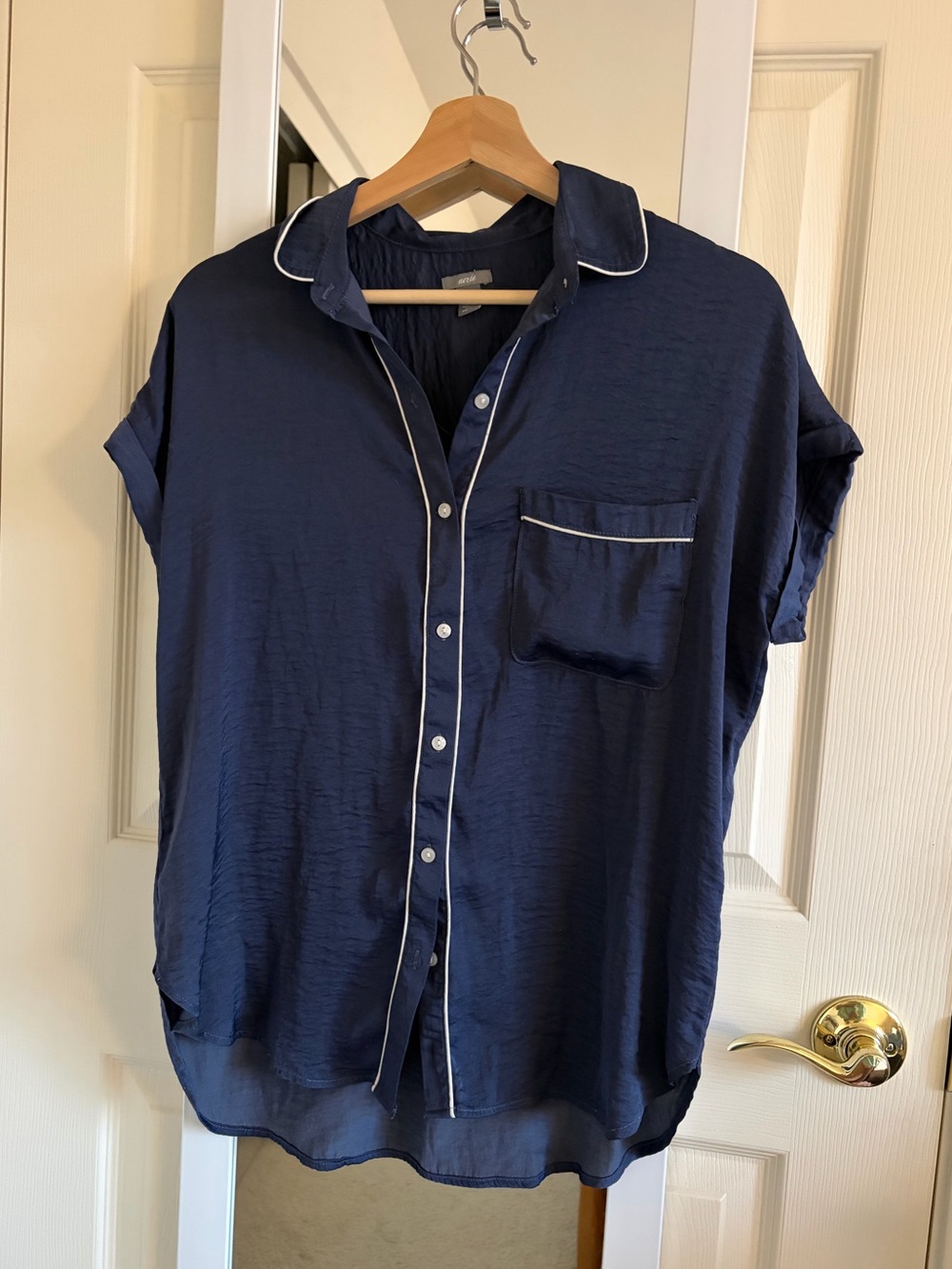 Aerie Satin Pajama Shirt Blue S